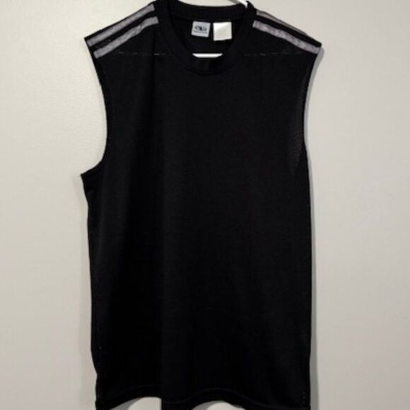 USED Men's Athletic Works No Sleeve Workup Shirt See Through Color Black Sz L - Picture 1 of 1